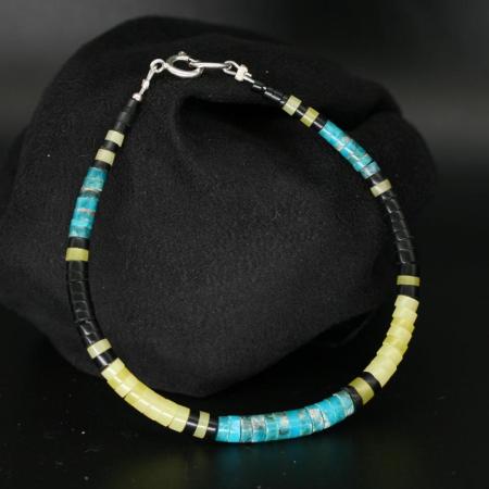 Turquoise, Serpentine & Jet Bracelet by Harvey & Janie Chavez