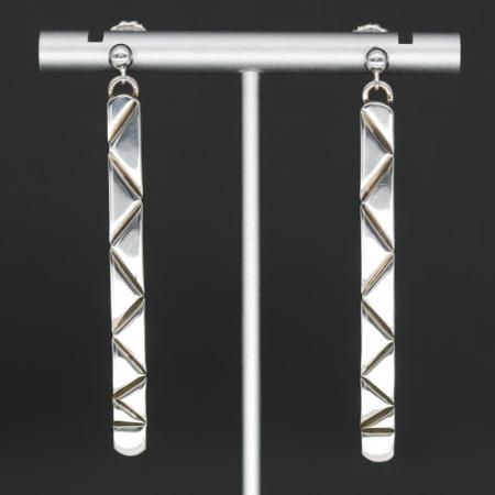 Lightning Design Silver Earrings By James A Eustace, Cochiti