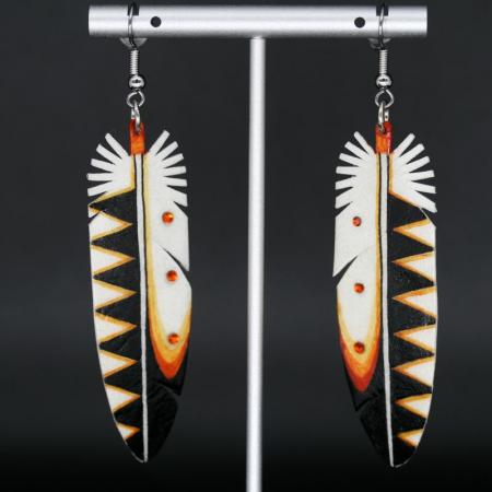 Rawhide Feather Earrings by Dominic Arquero, Cochiti