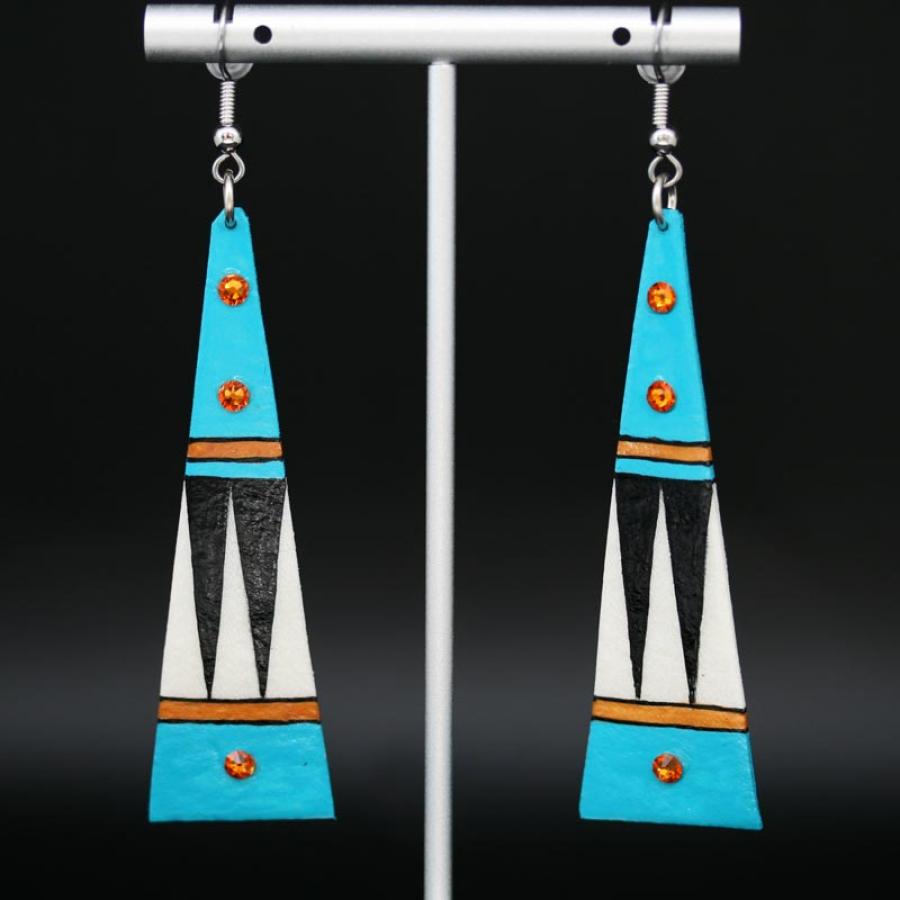 Turquoise Rawhide Earrings by Dominic Arquero Rainmaker Gallery