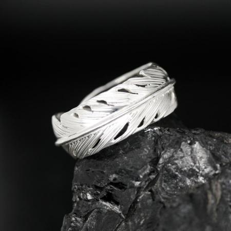 Silver Feather Ring by Harvey Chavez