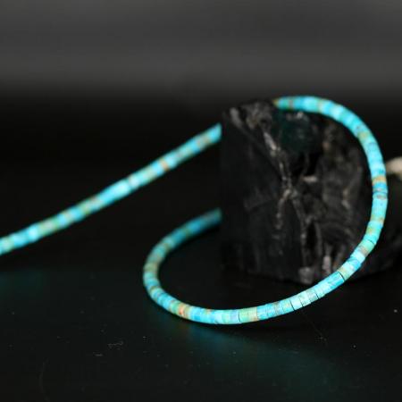 Turquoise Heishi Bead Necklace by H & J Chavez